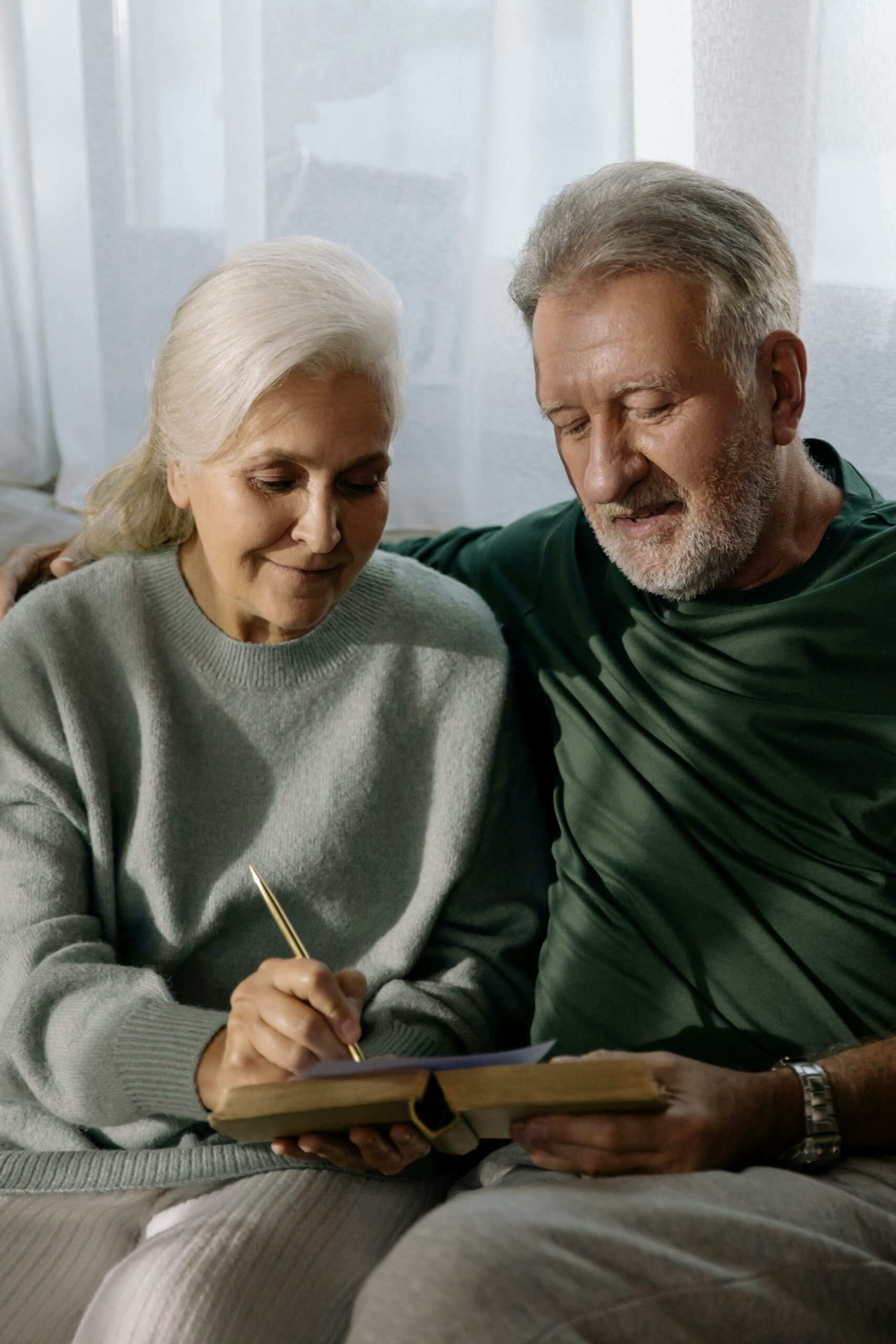 A couple reviewing financial documents together